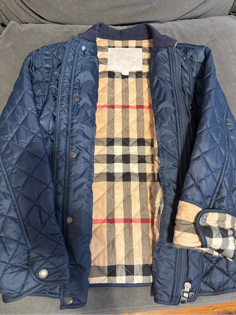 Burberry Black and Tan Check Quilted Jacket